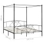 Black metal canopy bed frame 180x200 cm by vidaXL, Beds and slatted bases - Ref: Foro24-284438, Price: 218,71 €, Discount: %