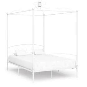 White metal canopy bed frame 140x200 cm by vidaXL, Beds and slatted bases - Ref: Foro24-284471, Price: 237,38 €, Discount: %