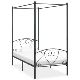 Gray metal canopy bed frame 120x200 cm by vidaXL, Beds and slatted bases - Ref: Foro24-284442, Price: 91,63 €, Discount: %