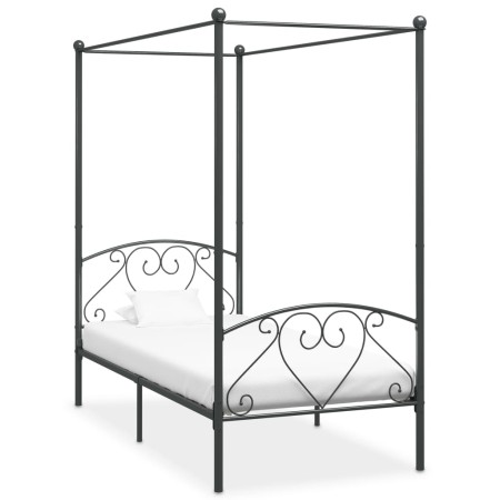 Estructura de cama con dosel metal gris 120x200 cm de vidaXL, Camas y somieres - Ref: Foro24-284442, Precio: 92,14 €, Descuen...