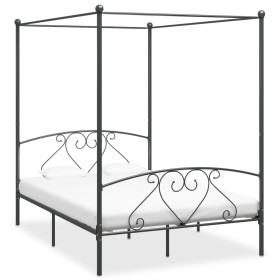 Gray metal canopy bed frame 160x200 cm by vidaXL, Beds and slatted bases - Ref: Foro24-284444, Price: 172,40 €, Discount: %