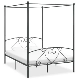 Gray metal canopy bed frame 160x200 cm by vidaXL, Beds and slatted bases - Ref: Foro24-284444, Price: 171,63 €, Discount: %