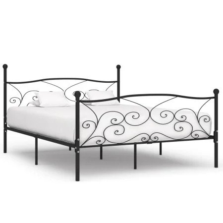 Bed frame with black metal slatted base 180x200 cm by vidaXL, Beds and slatted bases - Ref: Foro24-284459, Price: 173,77 €, D...