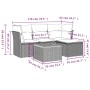 Set de muebles de jardín 5 pzas y cojines ratán sintético negro