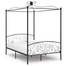 Black metal canopy bed frame 120x200 cm by vidaXL, Beds and slatted bases - Ref: Foro24-284476, Price: 220,70 €, Discount: %