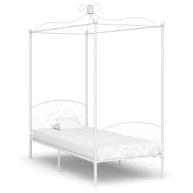 White metal canopy bed frame 100x200 cm by vidaXL, Beds and slatted bases - Ref: Foro24-284469, Price: 151,90 €, Discount: %