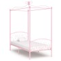 Estructura de cama con dosel metal rosa 90x200 cm de vidaXL, Camas y somieres - Ref: Foro24-284486, Precio: 182,15 €, Descuen...