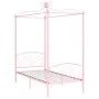 Rosafarbenes Himmelbettgestell aus Metall, 90 x 200 cm von vidaXL, Betten und Lattenroste - Ref: Foro24-284486, Preis: 178,72...