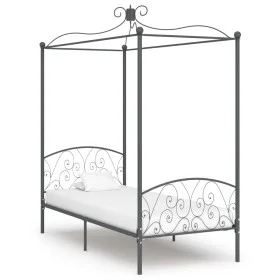 Estructura de cama con dosel metal gris 100x200 cm de vidaXL, Camas y somieres - Ref: Foro24-284481, Precio: 99,84 €, Descuen...