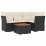 Set de muebles de jardín 5 pzas y cojines ratán sintético negro