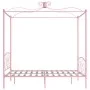 Estructura de cama con dosel metal rosa 140x200 cm de vidaXL, Camas y somieres - Ref: Foro24-284489, Precio: 221,25 €, Descue...