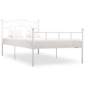 White metal bed frame 100x200 cm by vidaXL, Beds and slatted bases - Ref: Foro24-284517, Price: 113,46 €, Discount: %