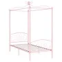 Estructura de cama con dosel metal rosa 100x200 cm de vidaXL, Camas y somieres - Ref: Foro24-284487, Precio: 185,74 €, Descue...