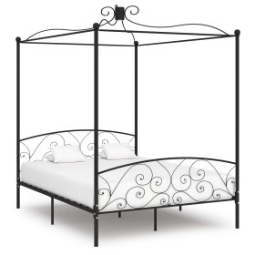 Estructura de cama con dosel metal negro 160x200 c