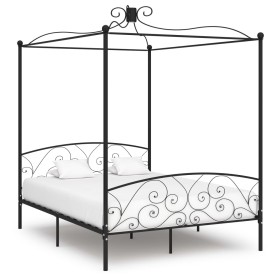 Schwarzer Himmelbettrahmen aus Metall, 160 x 200 cm von vidaXL, Betten und Lattenroste - Ref: Foro24-284478, Preis: 274,49 €,...