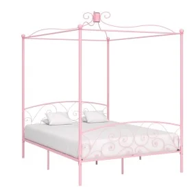 Pink metal canopy bed frame 180x200 cm by vidaXL, Beds and slatted bases - Ref: Foro24-284491, Price: 137,98 €, Discount: %