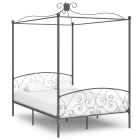 Graues Himmelbettgestell aus Metall, 140 x 200 cm von vidaXL, Betten und Lattenroste - Ref: Foro24-284483, Preis: 188,07 €, R...