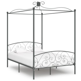 Gray metal canopy bed frame 140x200 cm by vidaXL, Beds and slatted bases - Ref: Foro24-284483, Price: 192,20 €, Discount: %