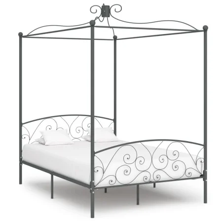 Graues Himmelbettgestell aus Metall, 140 x 200 cm von vidaXL, Betten und Lattenroste - Ref: Foro24-284483, Preis: 187,85 €, R...