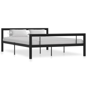 Estructura de cama de metal negro y blanco 120x200 cm de vidaXL, Camas y somieres - Ref: Foro24-284552, Precio: 127,85 €, Des...