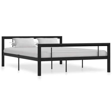 Black and white metal bed frame 120x200 cm by vidaXL, Beds and slatted bases - Ref: Foro24-284552, Price: 126,54 €, Discount: %