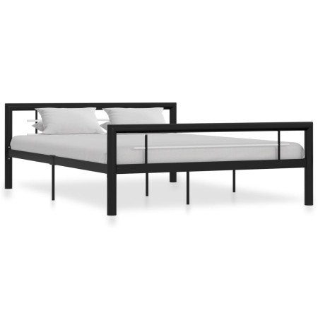 Schwarz-weißes Metallbettgestell 120x200 cm von vidaXL, Betten und Lattenroste - Ref: Foro24-284552, Preis: 127,85 €, Rabatt: %