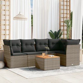 Set de muebles de jardín 6 pzas y cojines ratán sintético gris en Conjuntos de jardín | Comprar online en Foro24