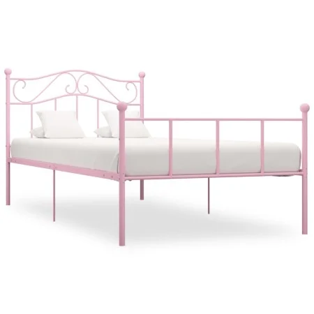 Estructura de cama de metal rosa 90x200 cm de vidaXL, Camas y somieres - Ref: Foro24-284537, Precio: 110,88 €, Descuento: %