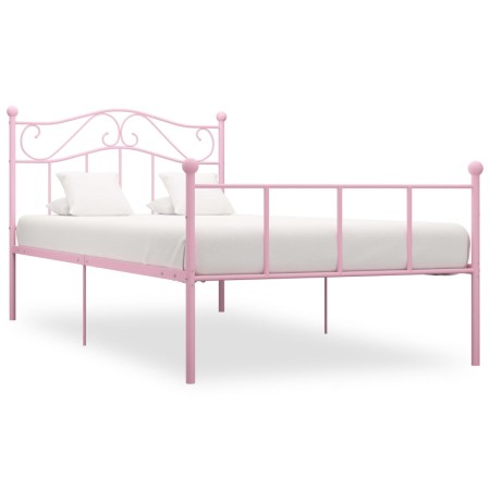 Pink metal bed frame 90x200 cm by vidaXL, Beds and slatted bases - Ref: Foro24-284537, Price: 117,27 €, Discount: %