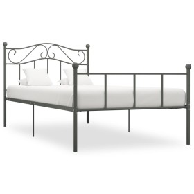 Gray metal bed frame 100x200 cm by vidaXL, Beds and slatted bases - Ref: Foro24-284531, Price: 82,46 €, Discount: %