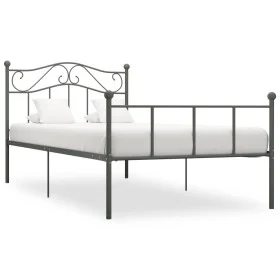 Gray metal bed frame 100x200 cm by vidaXL, Beds and slatted bases - Ref: Foro24-284531, Price: 81,45 €, Discount: %