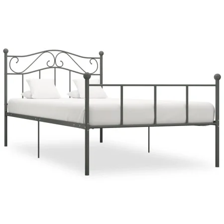 Gray metal bed frame 100x200 cm by vidaXL, Beds and slatted bases - Ref: Foro24-284531, Price: 81,43 €, Discount: %