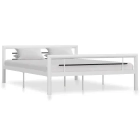 Black and white metal bed frame 140x200 cm by vidaXL, Beds and slatted bases - Ref: Foro24-284547, Price: 116,99 €, Discount: %