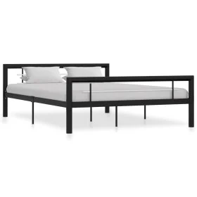 Black and white metal bed frame 140x200 cm by vidaXL, Beds and slatted bases - Ref: Foro24-284553, Price: 146,49 €, Discount: %