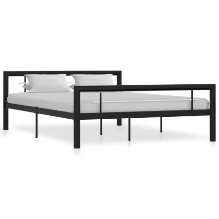 Schwarz-weißes Metallbettgestell 140x200 cm von vidaXL, Betten und Lattenroste - Ref: Foro24-284553, Preis: 146,34 €, Rabatt: %