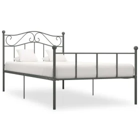 Gray metal bed frame 90x200 cm by vidaXL, Beds and slatted bases - Ref: Foro24-284530, Price: 64,90 €, Discount: %