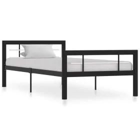 Black and white metal bed frame 100x200 cm by vidaXL, Beds and slatted bases - Ref: Foro24-284551, Price: 113,56 €, Discount: %