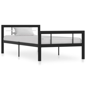 Schwarz-weißes Metallbettgestell 100x200 cm von vidaXL, Betten und Lattenroste - Ref: Foro24-284551, Preis: 109,81 €, Rabatt: %