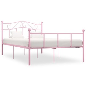 Estructura de cama de metal rosa 140x200 cm