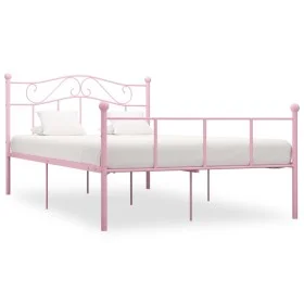Pink metal bed frame 140x200 cm by vidaXL, Beds and slatted bases - Ref: Foro24-284540, Price: 141,67 €, Discount: %