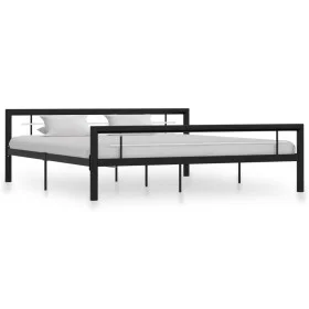 Estructura de cama de metal negro y blanco 180x200 cm de vidaXL, Camas y somieres - Ref: Foro24-284555, Precio: 158,21 €, Des...