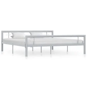 Grau-weißes Metallbettgestell 180x200 cm von vidaXL, Betten und Lattenroste - Ref: Foro24-284561, Preis: 164,18 €, Rabatt: %