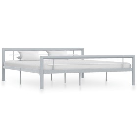 Grau-weißes Metallbettgestell 180x200 cm von vidaXL, Betten und Lattenroste - Ref: Foro24-284561, Preis: 166,53 €, Rabatt: %