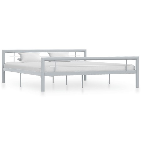 Grau-weißes Metallbettgestell 180x200 cm von vidaXL, Betten und Lattenroste - Ref: Foro24-284561, Preis: 166,53 €, Rabatt: %
