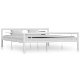 Black and white metal bed frame 180x200 cm by vidaXL, Beds and slatted bases - Ref: Foro24-284549, Price: 177,34 €, Discount: %