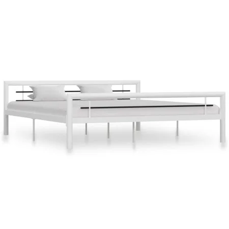 Schwarz-weißes Metallbettgestell 180x200 cm von vidaXL, Betten und Lattenroste - Ref: Foro24-284549, Preis: 177,31 €, Rabatt: %