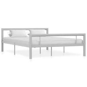 Gray and white metal bed frame 140x200 cm by vidaXL, Beds and slatted bases - Ref: Foro24-284559, Price: 108,57 €, Discount: %