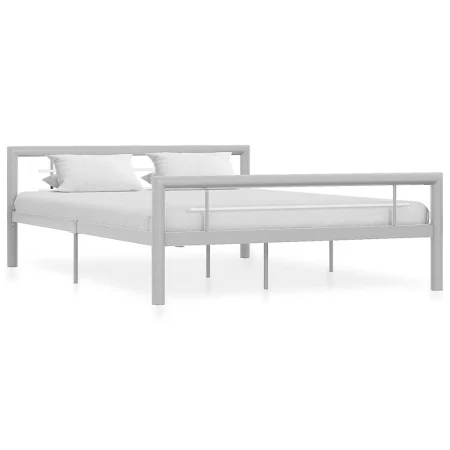 Gray and white metal bed frame 140x200 cm by vidaXL, Beds and slatted bases - Ref: Foro24-284559, Price: 108,57 €, Discount: %
