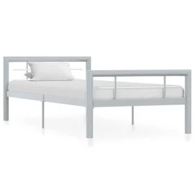 Gray and white metal bed frame 100x200 cm by vidaXL, Beds and slatted bases - Ref: Foro24-284557, Price: 108,54 €, Discount: %