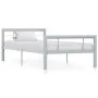 Grau-weißes Metallbettgestell 100x200 cm von vidaXL, Betten und Lattenroste - Ref: Foro24-284557, Preis: 108,77 €, Rabatt: %